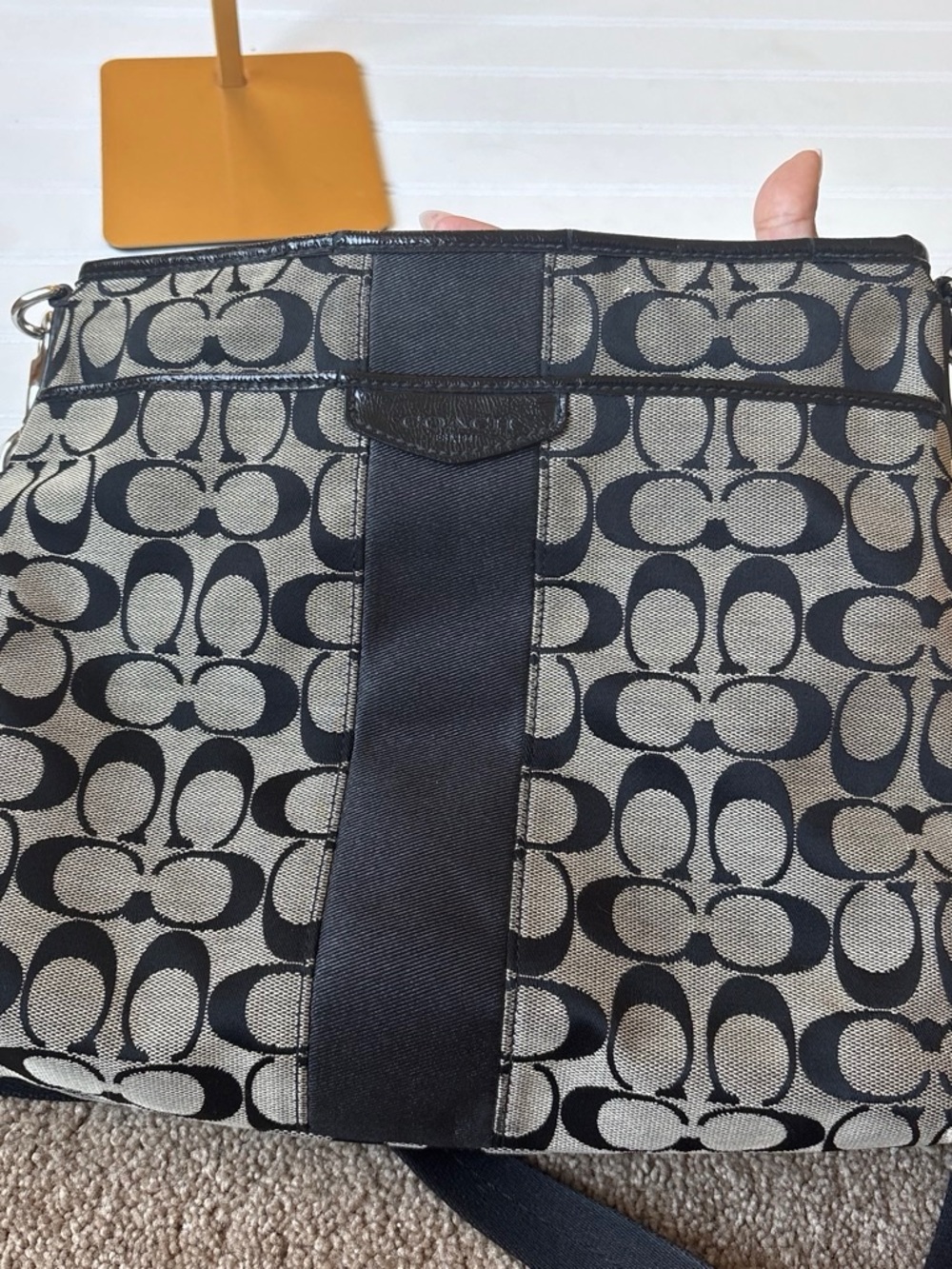 Coach Khaki and Black Signature Messenger Crossbody